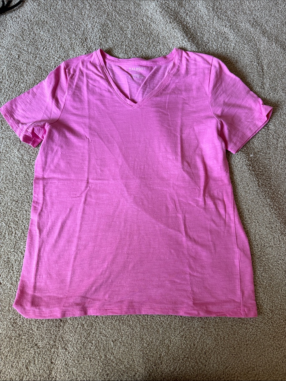 Talbots Hot Pink V-Neck Short Sleeve Tee